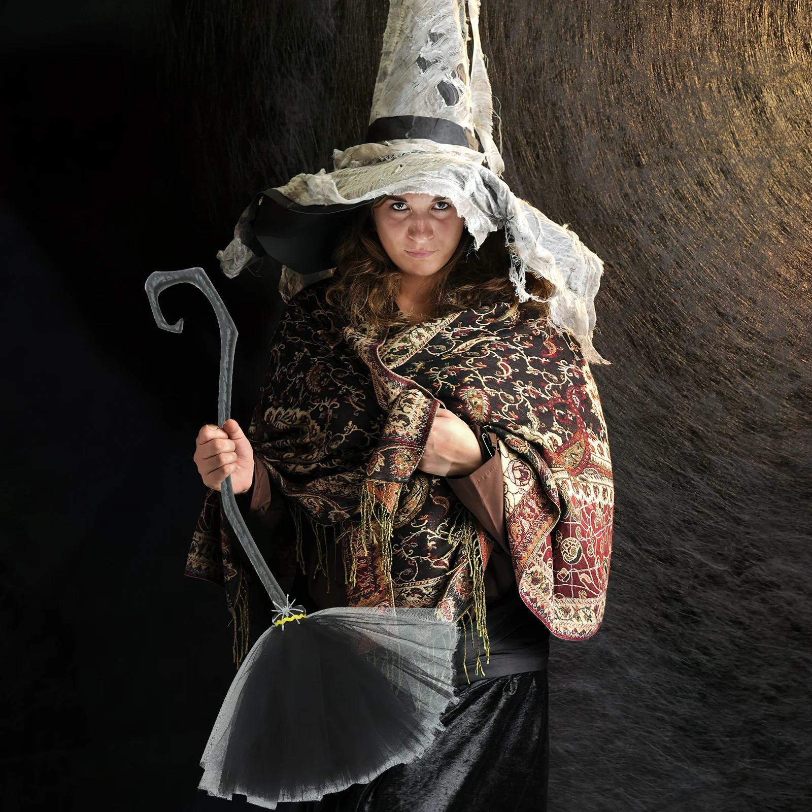 عيد الهالوين مكنسة الساحرة البلاستيك الشاش ديكور مستقر دائم مهرجان زي ملحق أداء الحفلات مكنسة الساحرة