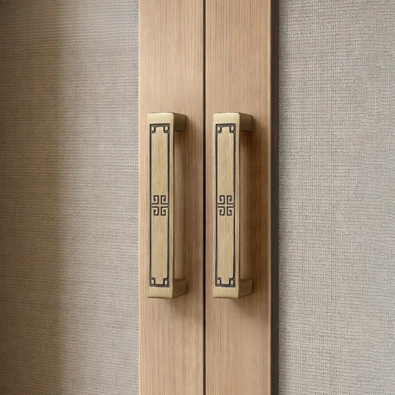 Vintage Brass Cabinet Pulls New Chinese Style Furniture Handles for Wardrobe Cabinet Nightstand Wine Cupboard Hardware
