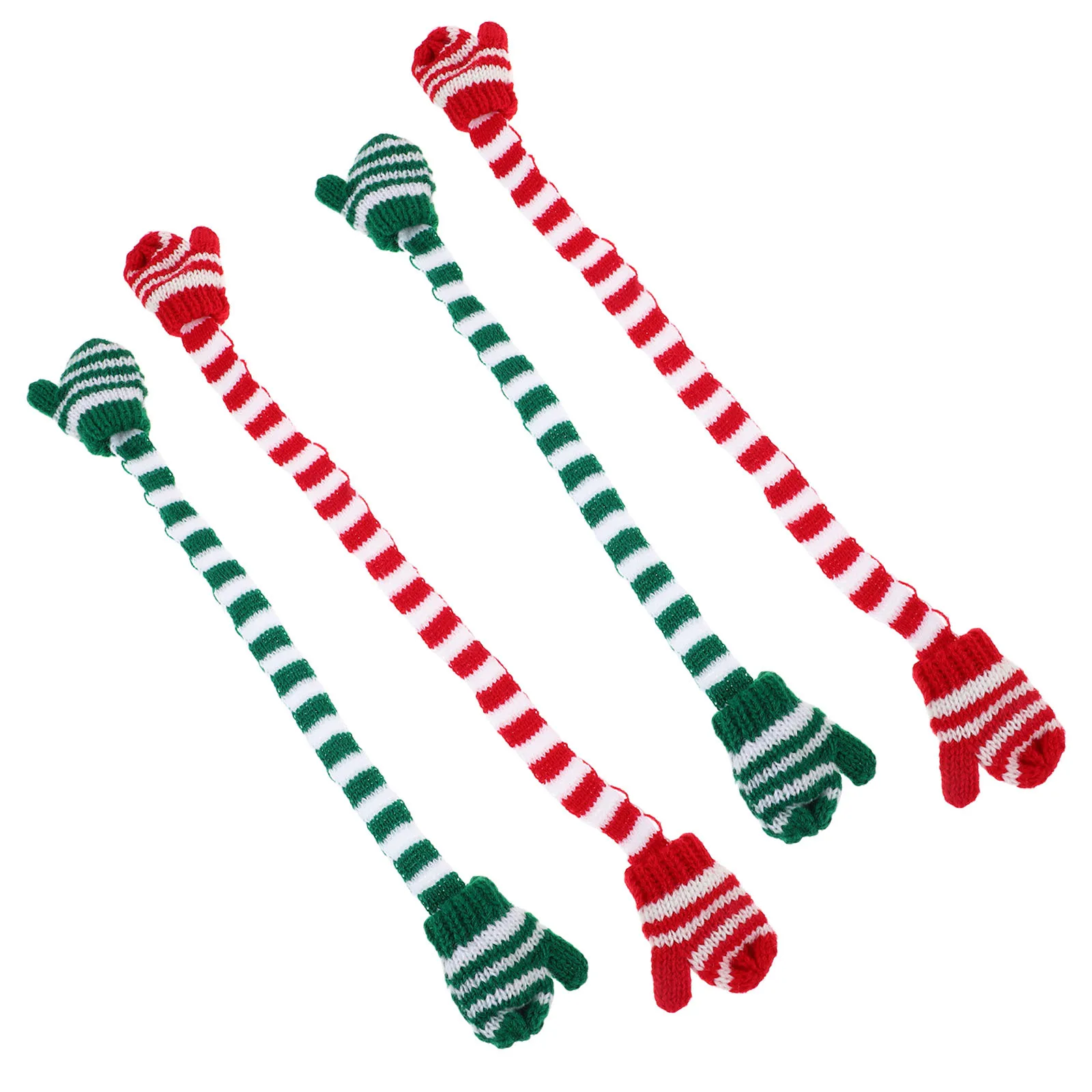 4 Stück Dress Up Kleidung, Mini-Strickhandschuhe für Bjd-Kuscheltiere, Weihnachts-Winter-Accessoires, gestreifte Fäustlinge 18 Zoll,
