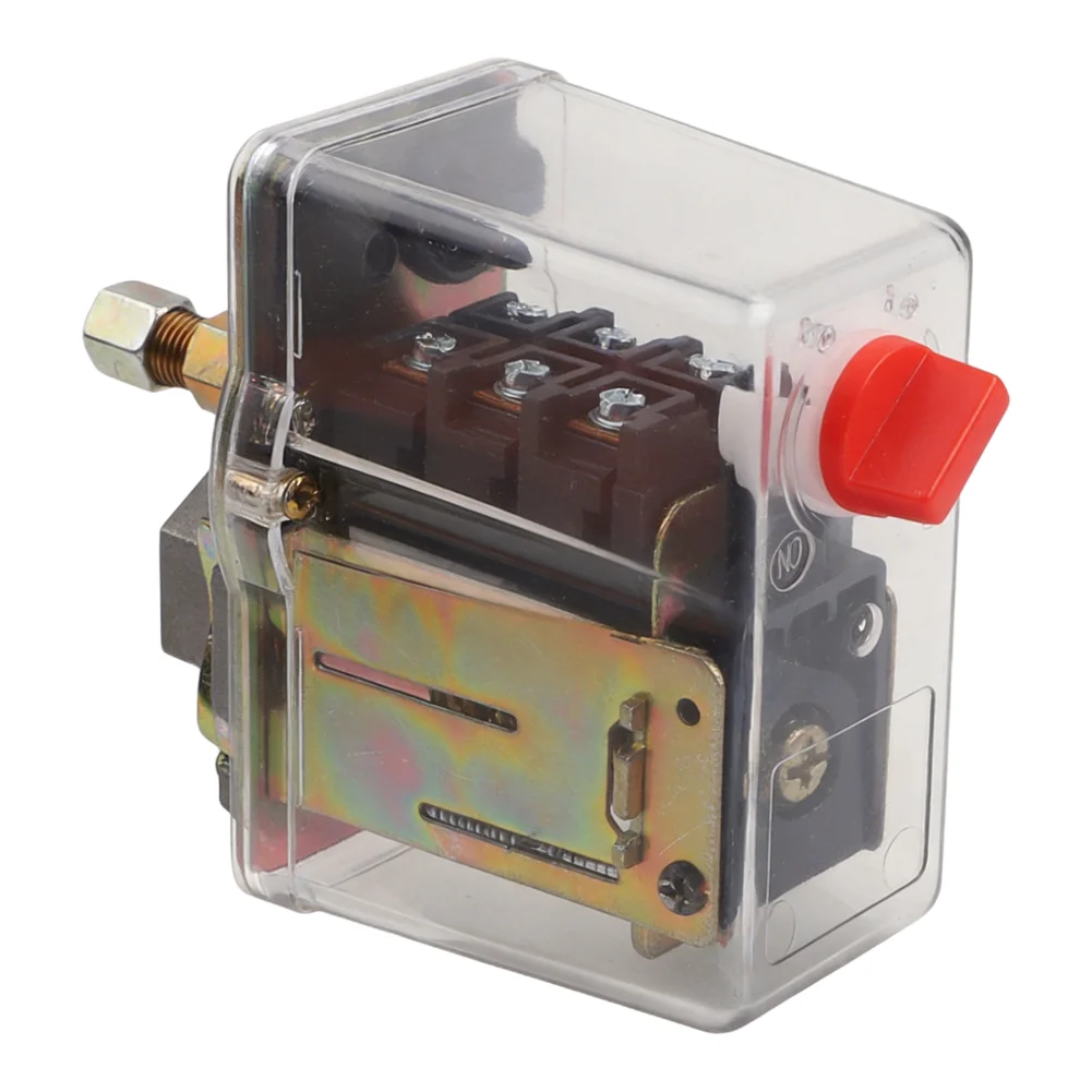 380V 400V Three Phase Air Compressor Pressure Control Switch 3 Wire Terminal 5-8 BAR Adjustable Range Black Plastic