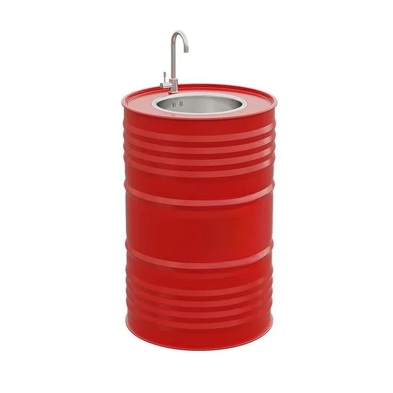 Industrial style outdoor toilet container basin bar restaurant milk tea shop adopts oil drum design