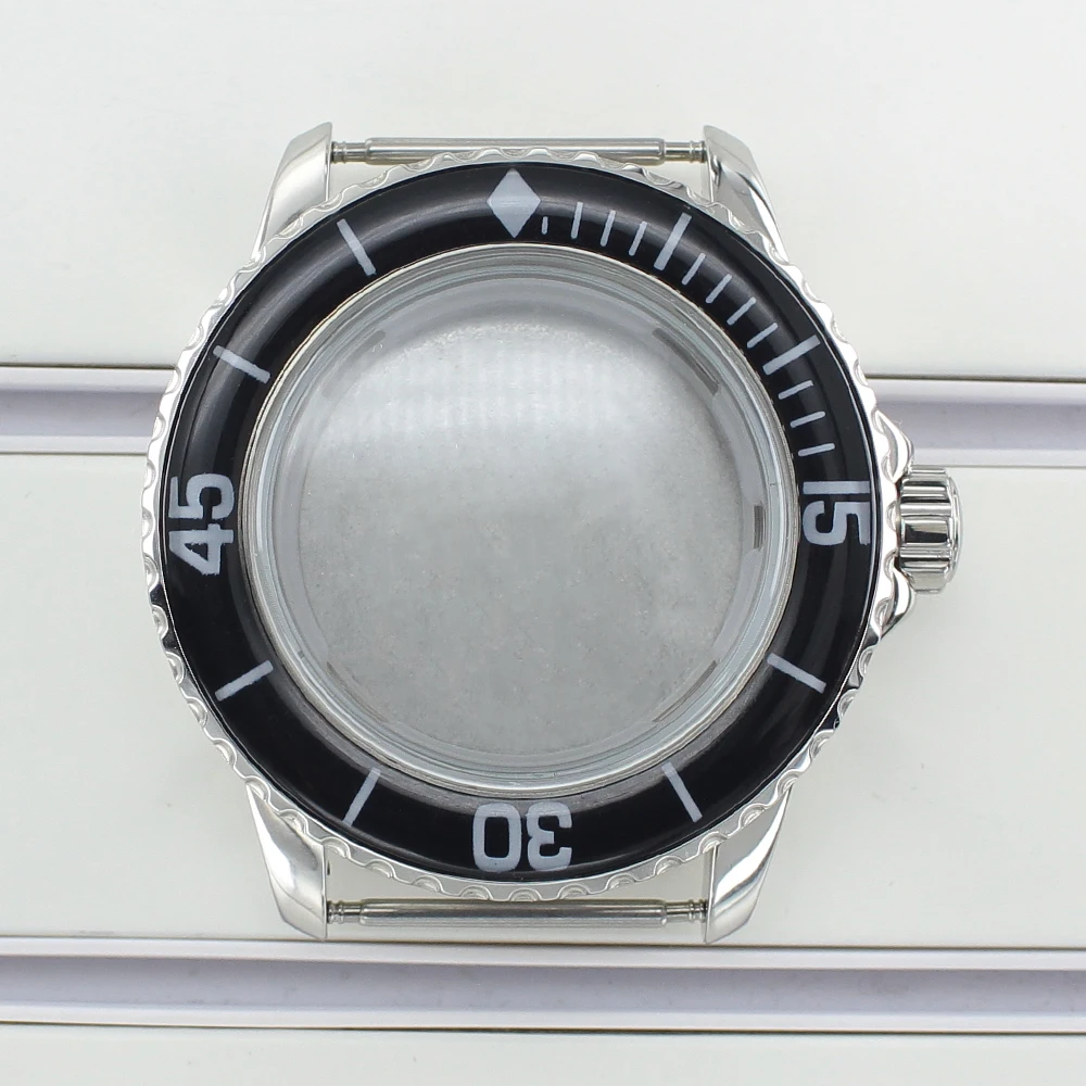 

NH35 Case 45mm Watch Case 100m Waterproof For 50 FATHOMS NH35 NH36 NH38/34 Movement 316L Stainless Steel Watch Accessories Parts