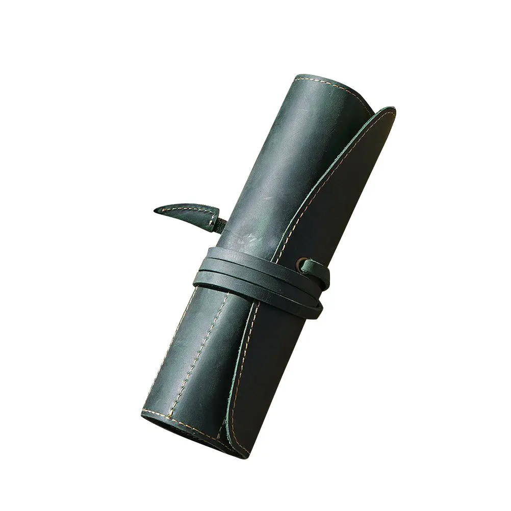 Estuche para bolígrafos hecho a mano, color verde oliva, elegante, funcional para plumas estilográficas, estuche para bolígrafos de oficina diarios