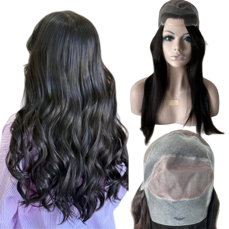 

Lace Front Mono Wig16 inches Burmese Virgin Human Hair Natural Color 150% Density for Woman