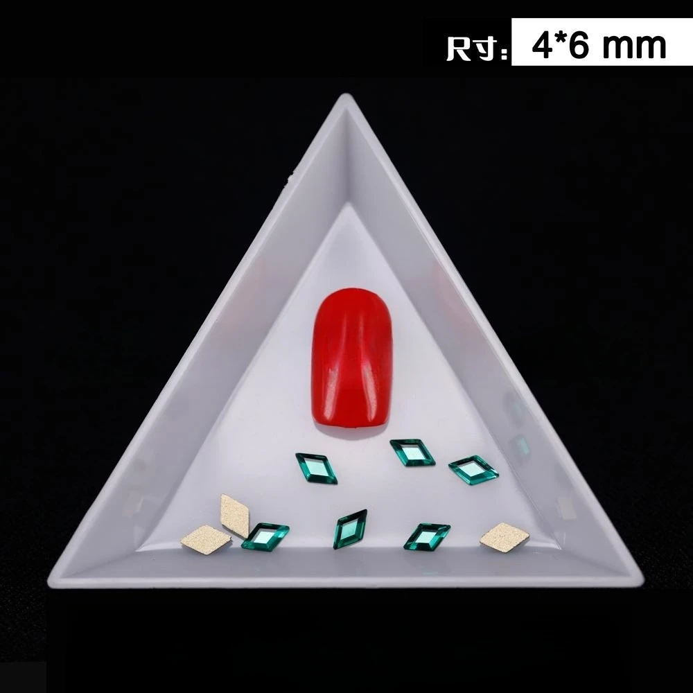 100/500pcs 4*6mm 18Colors Rhombus Shape Boutique Flat bottom nail art rhinestones Glass crystal 3D nail decoration wholesale