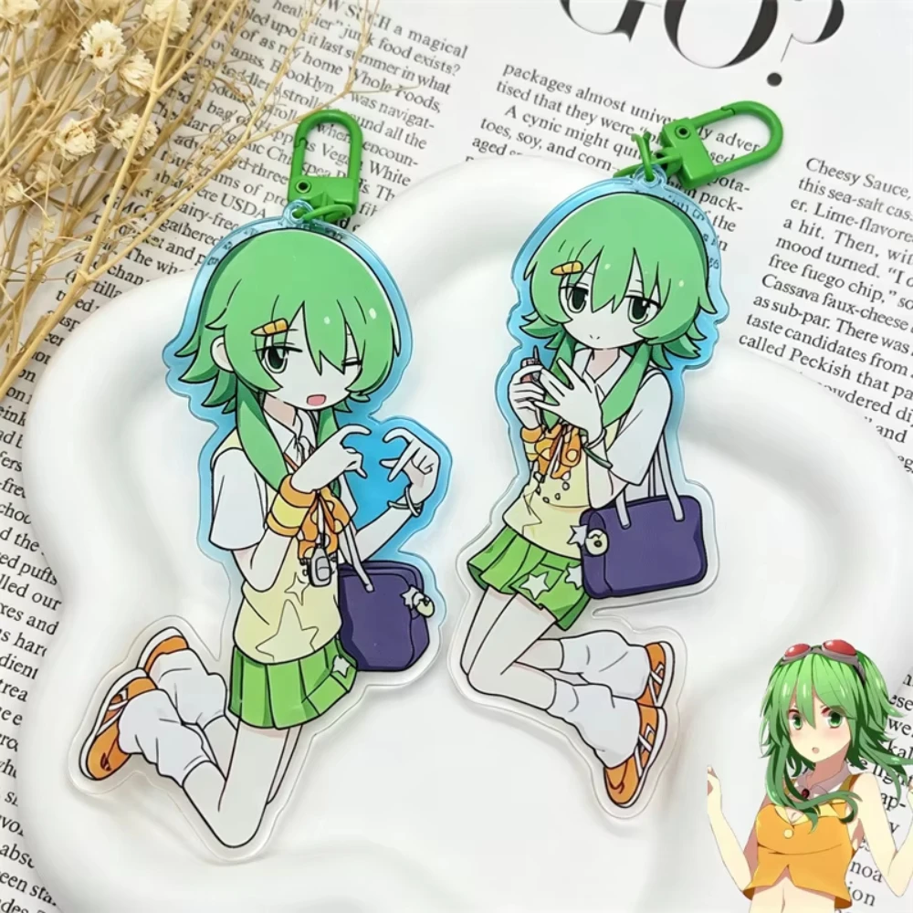 Vocaloid Megpoid GUMI Cosplay 2Pcs Acrylic Keychain Figure Keyring Backpack Pendant Anime Fan Collectible Accessory Prop