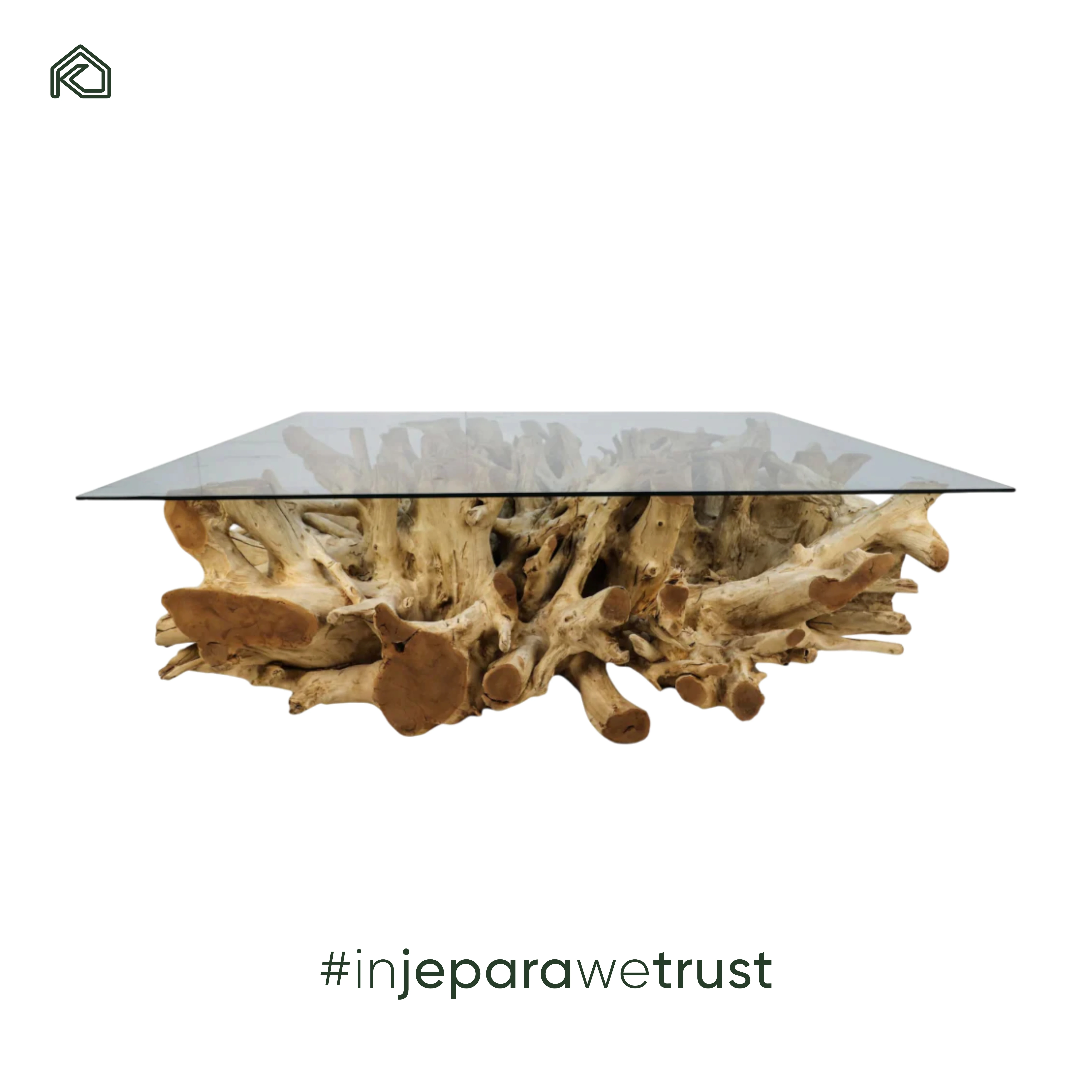 Traditional Natural Elegance Modern Eco-Friendly Living Room Wooden Coffee Table with Glass Top Unique Teak Root Home Decor