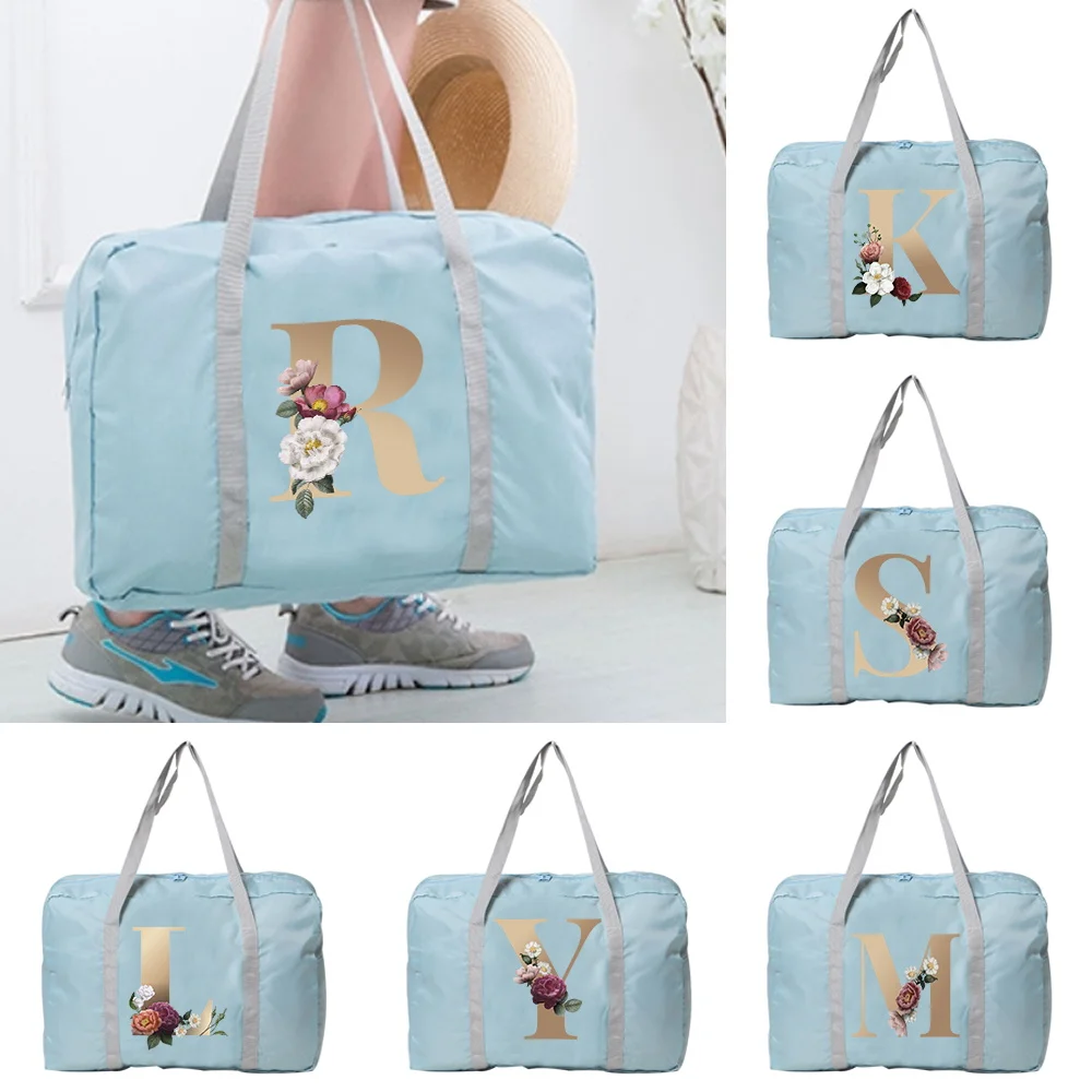 

Дорожная сумка серии Gold Letter, складная сумка большой емкости, повседневная минималистичная портативная сумка для путешествий, отдыха и фитнеса