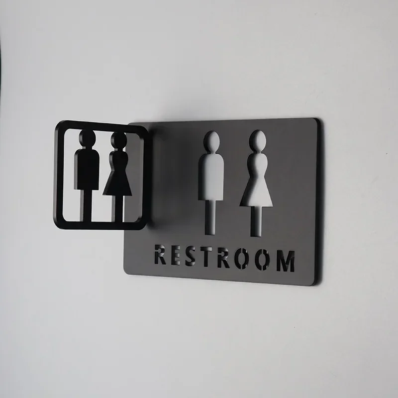 Acrylic Hollow Toilet House Number Personality Toilet Creative Prompt Men and Women Toilet Restroom Signs