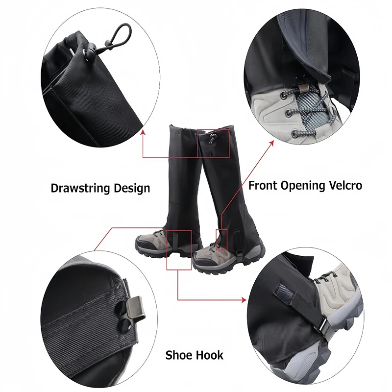 Leg Gaiters Outdoor Hiking Climbing Leg Protection Waterproof Snow Legging Gaiters Leg Warmers Adjustable Shoe Cover