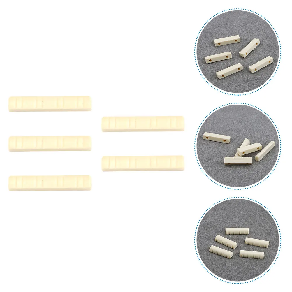 

5pcs Mandolin Nuts Guitar Accessories Bass Nut Blank Parts 8 String Beige Electric Instrument Plastic Wear Resistant Smooth