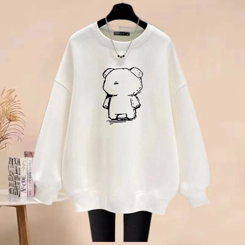 

Autumn Winter New Fashion Cartoon Printed O-neck Sweatshirts Women Vintage Long Sleeve Hoodies Loose Casual Pullovers