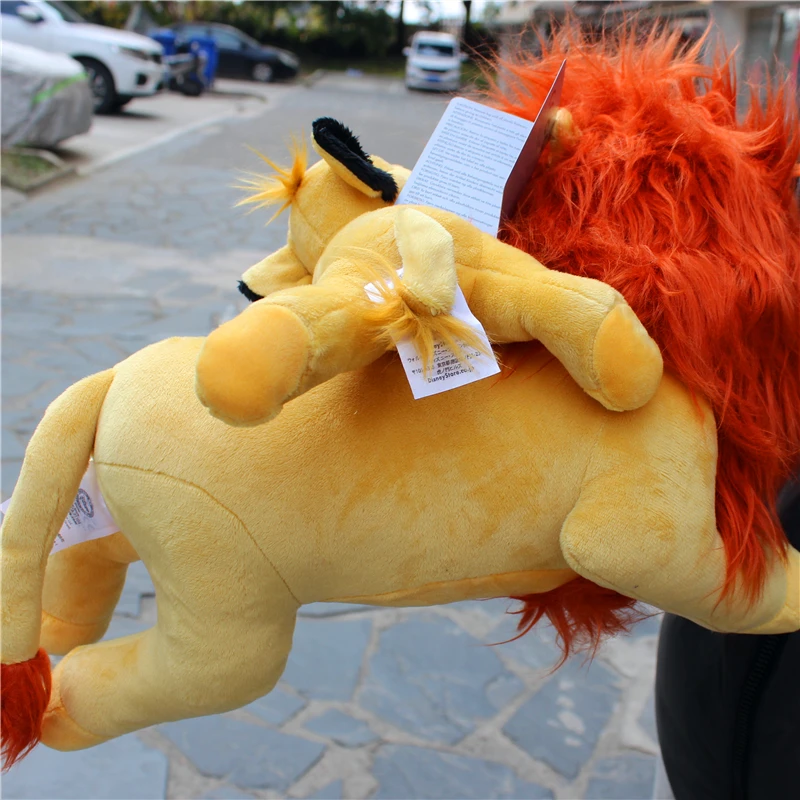 Disney The Lion King Adult DAD Mufasa and Son Simba LION lying Plush Toy Stuffed Animals 45cm Kids Toys Children Christmas Gifts