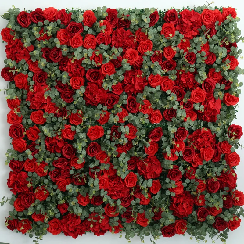 60x40cm Artificial Flowers Wall Panel 3D Flower Backdrop Faux Roses for Background Wall Party Wedding Bridal Shower Decoration