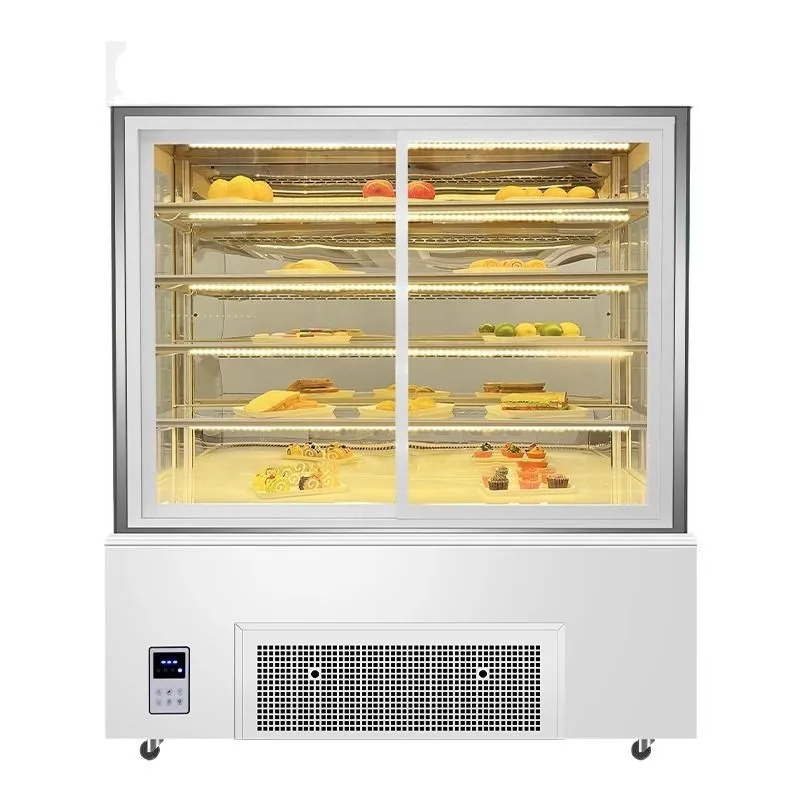 Vertical cake cabinet air curtain display cabinet refrigerated and insulated fruit fresh mousse freezer commercial dessert drink