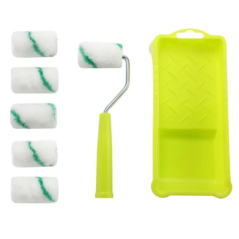 Paint Roller 8Pcs 2Inch Smooth Finish Tray Lint Free Mini Painting Walls High Density Fabric Set