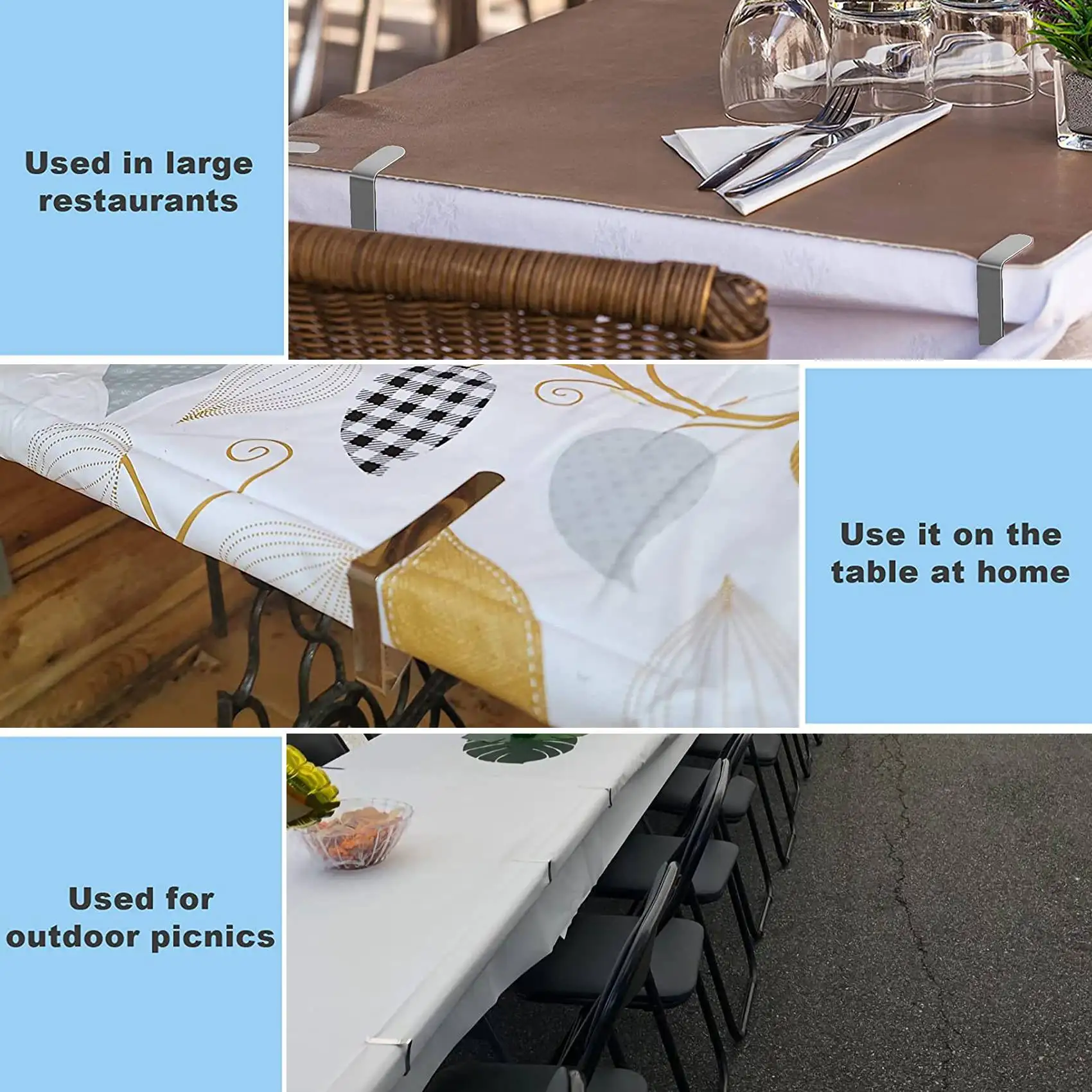 12 Pcs Tablecloth Clip Adjustable Stainless Steel Clip 5X4cm Tablecloth Clip For Holiday Table/Buffet Party/Barbecue