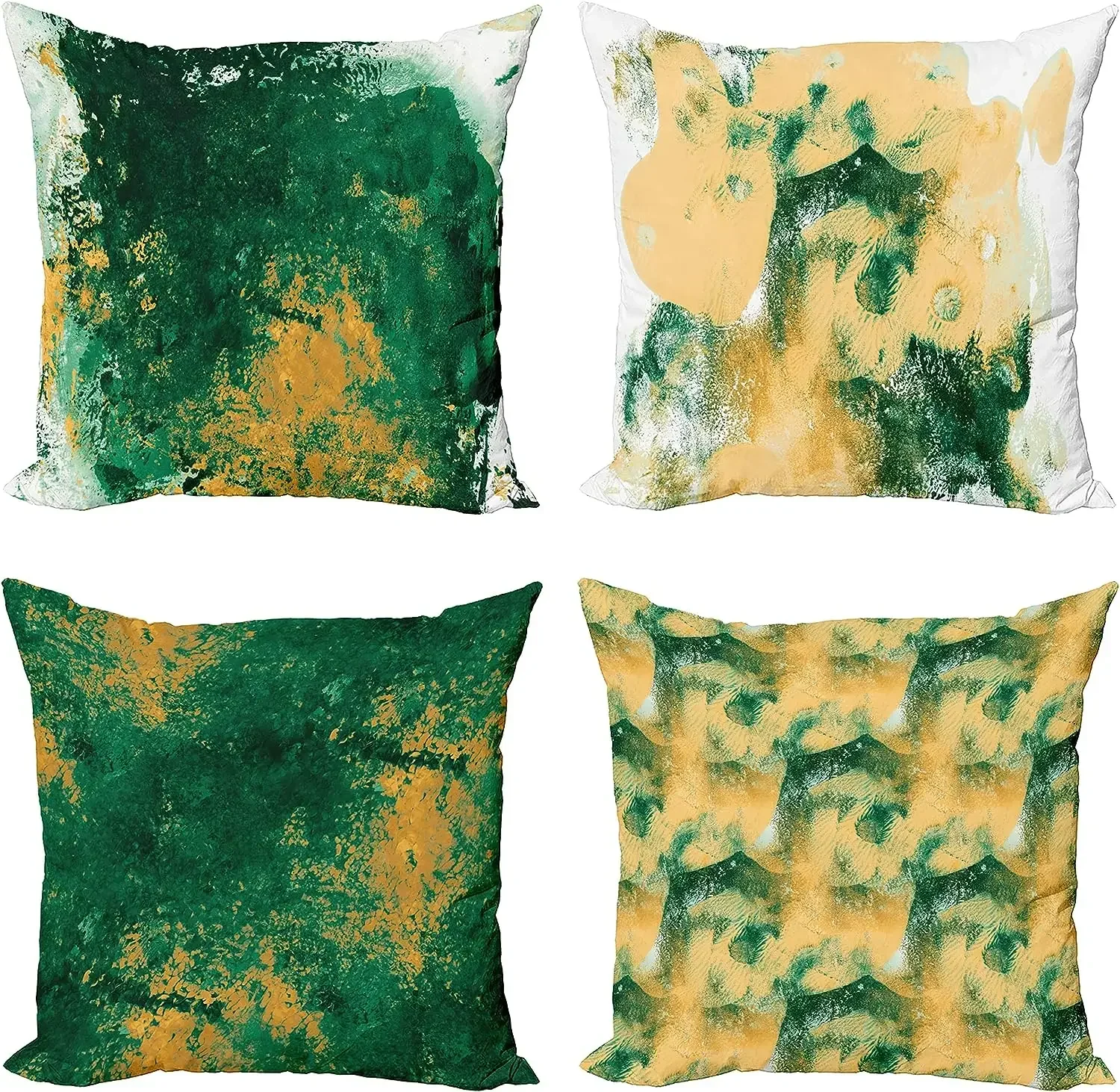 Abstract Throw Pillow Cushion Cover, Weathered Modern Printing Digital Printing,Green and Light Orange 45x45 pillow case