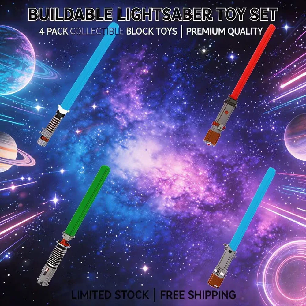 

4 Pack Buildable Lightsaber Bricks, DIY Assembly Model Toy, Perfect Gift for Kids Fans