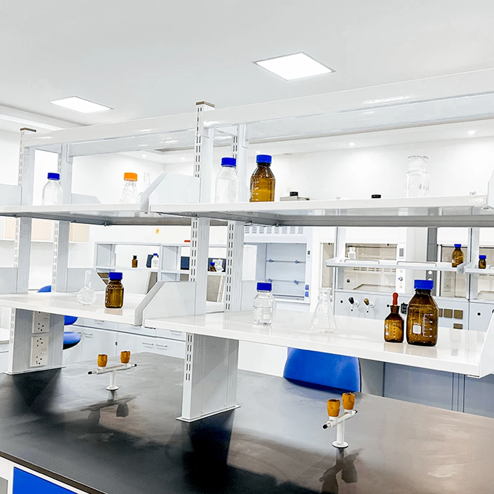 Laboratory Corner Bench L Shape Configuration Space Optimized 270° Access Angle Mount Cabinets