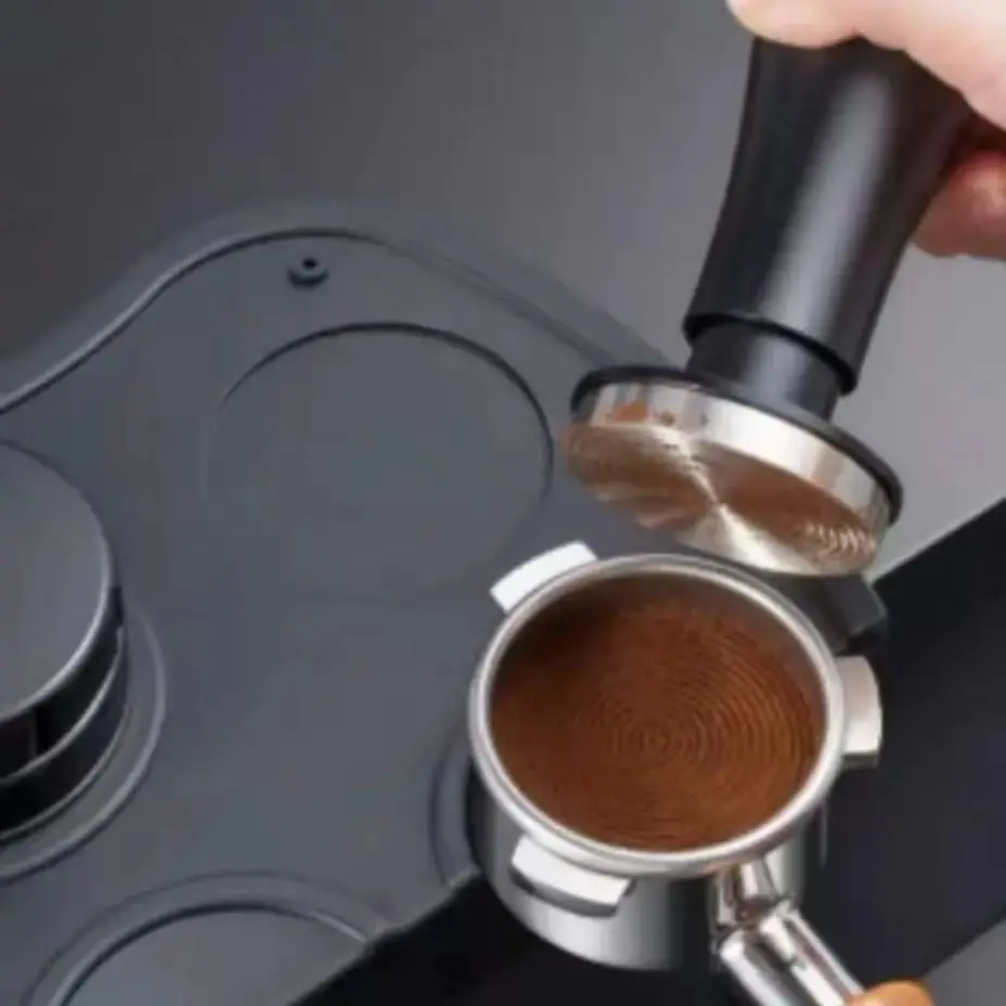 Coffee Tamper Constant Pressure Elastic Espresso Coffee Powder Hammer Stainless Steel Threaded Bottom with Graduation Adjusta
