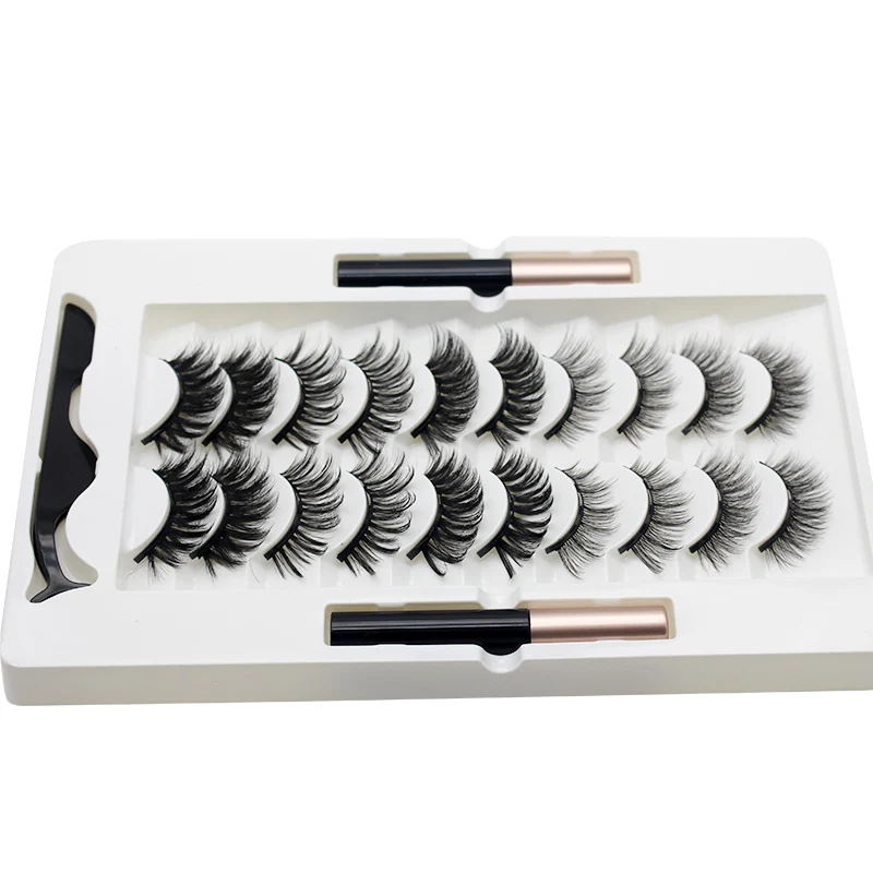 1 ~ 9 Stück magnetische Wimpern Kit mit Eyeliner natürliche dicke lange Wimpern verlängerung wieder verwendbare falsche Wimpern Make-up-Tool tslm1