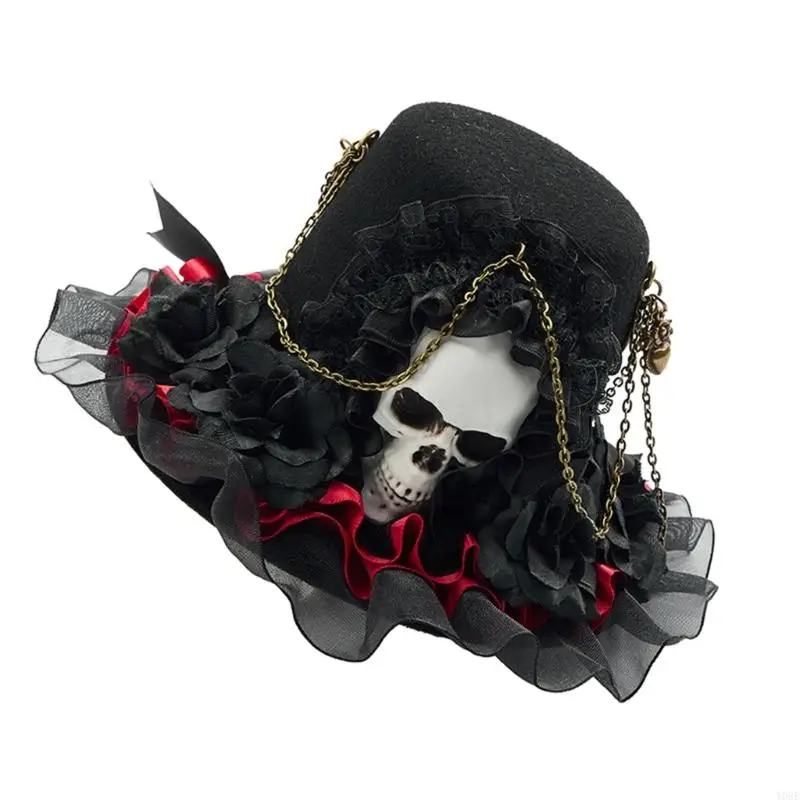 Steampunk Charm Haarnadel mit Rüschenbesatz Detail Gothic Süße Mode Kopfbedeckung Dunkles Haar Zubehör Geschenk Y08E – Detail 9