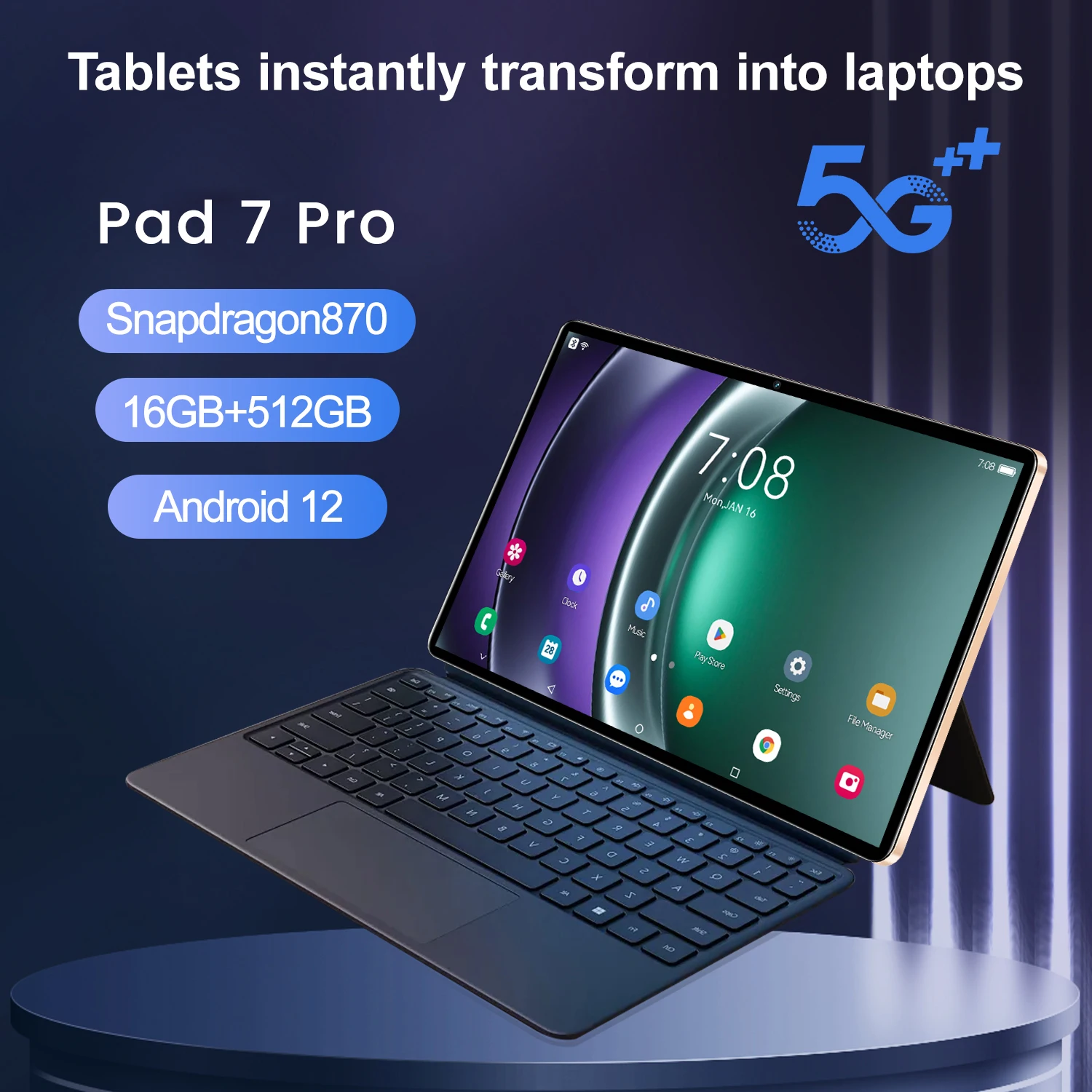 

2025 New Android Tablet Pad 7 pro 5G Dual SIM Card or WIFI 16G+512GB Original Tablets PC Global Version with Keyboard For Work