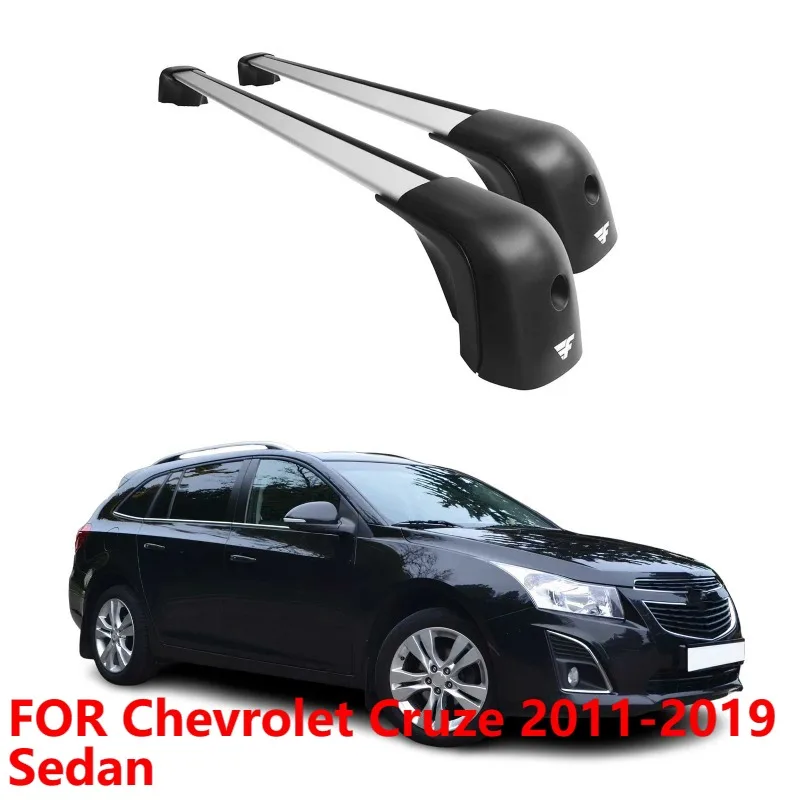 For Chevrolet Cruze 2011-2019 Sedan Roof Rack Cross Bars Aluminum 220lb Load Silver
