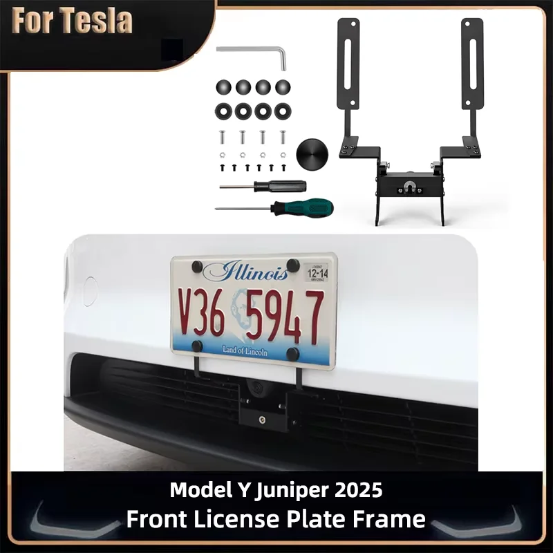 

Рамка номерного знака Tesla Model Y Juniper 2025, держатель переднего номерного знака из алюминиевого сплава, крепление без сверления, автомобильные аксессуары