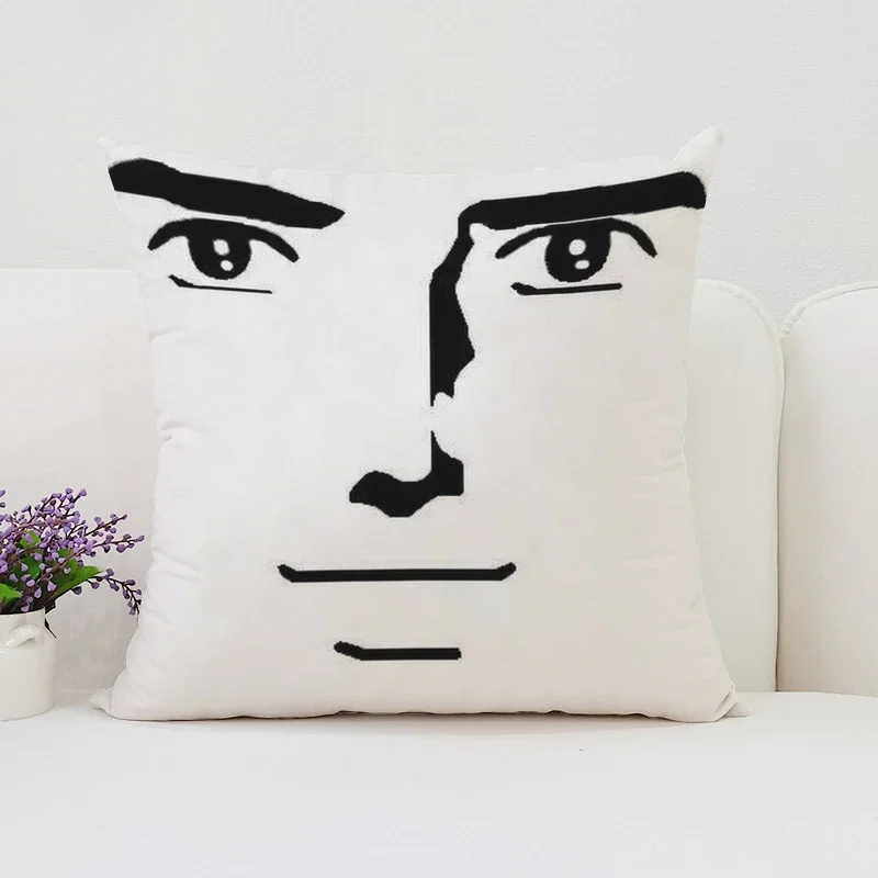 40x40cmPillow Case Man Face Double-sided Printed Short Plush Sofa Cushion Cover Chair Waist Support Bed Sleeping Pillow50x50cm