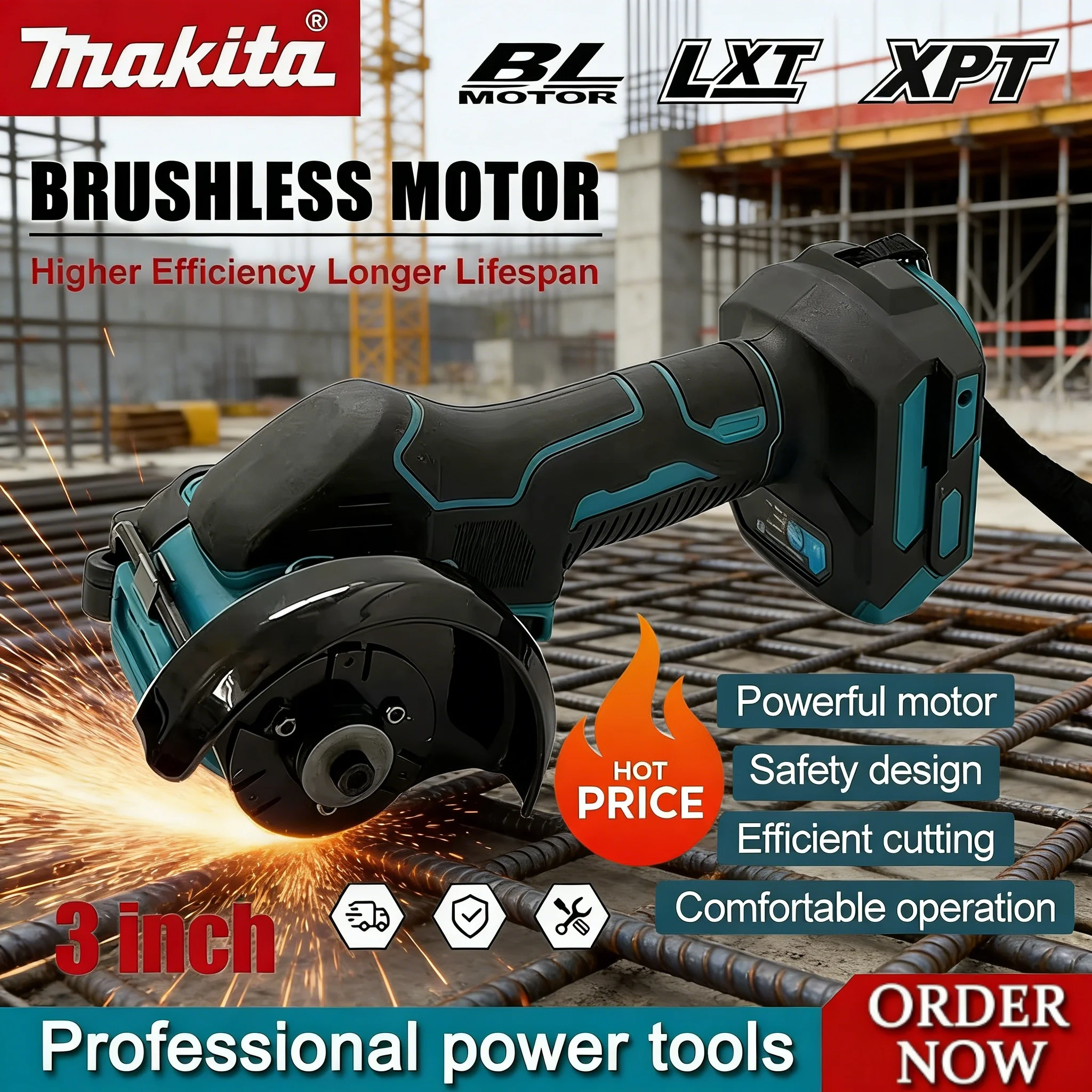 

Аккумуляторная бесщеточная мини-циркулярная пила Makita 3 дюйма, ручной электроинструмент для резки и шлифовки, 18В, с аккумулятором