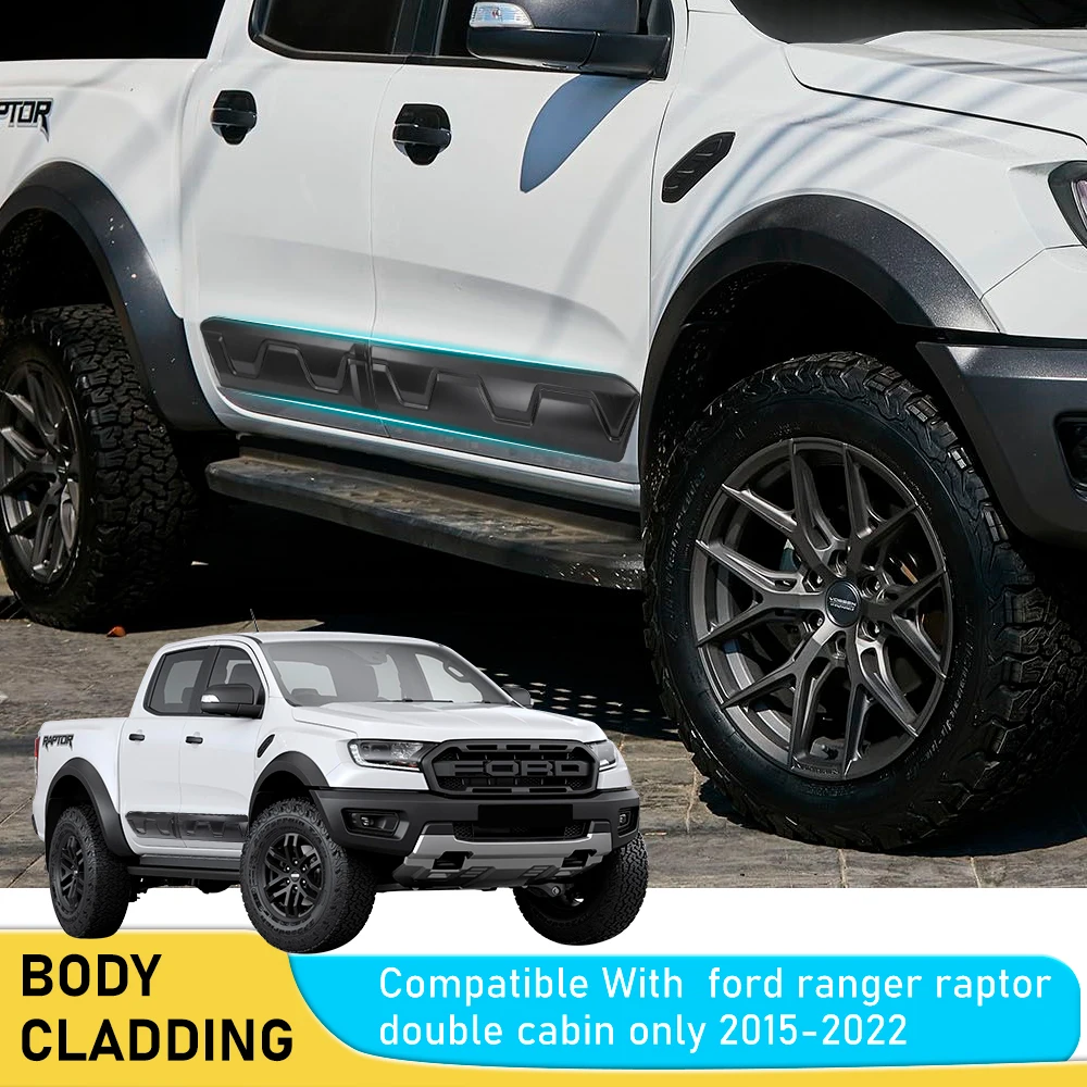 Body Cladding Side Door Molding Guards Compatible For Ford Ranger Raptor 2015-2022 4X4 Auto Part Accessories