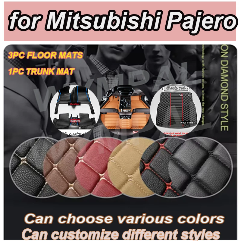 

LUXURY Custom Automotive Car Floor Mats For Mitsubishi Pajero 2008 2009 2010 2011 Auto Luxury Leather Men Women Car Mats Full
