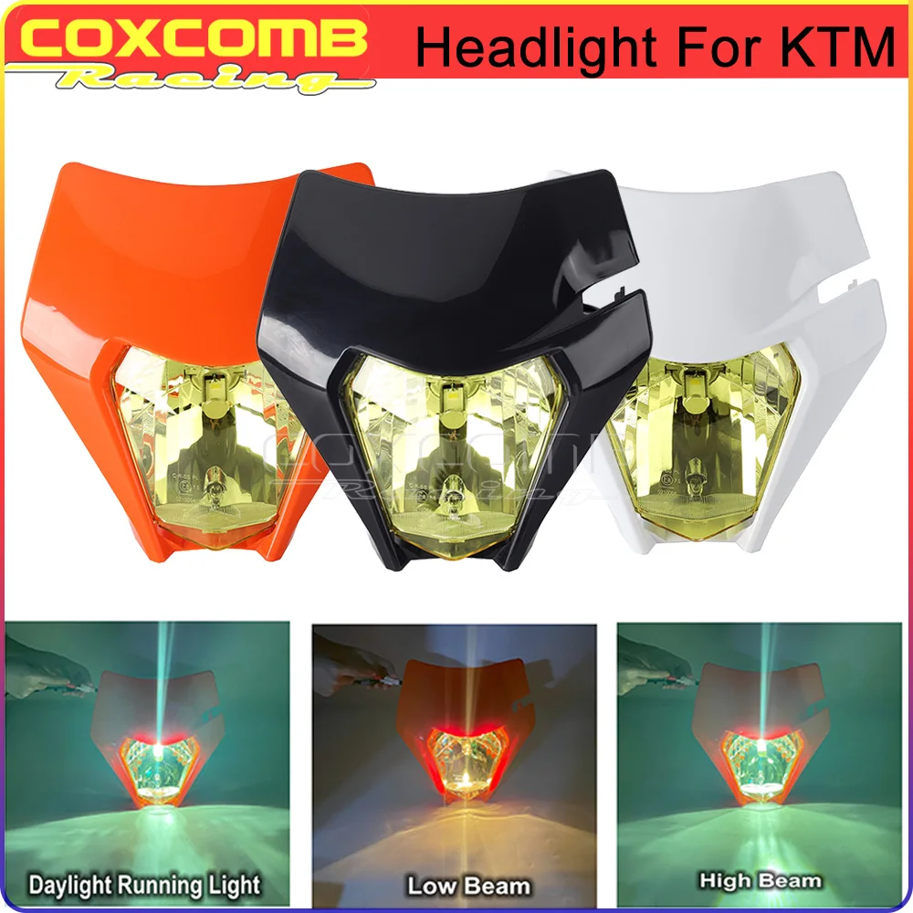 Motor Headlight Plate For KTM 200 250 300 450 500 EXC F TPI SIX DAYS Erzbergrodeo 2018-2022 Low High Beam DRL Headlamp Dirt Bike