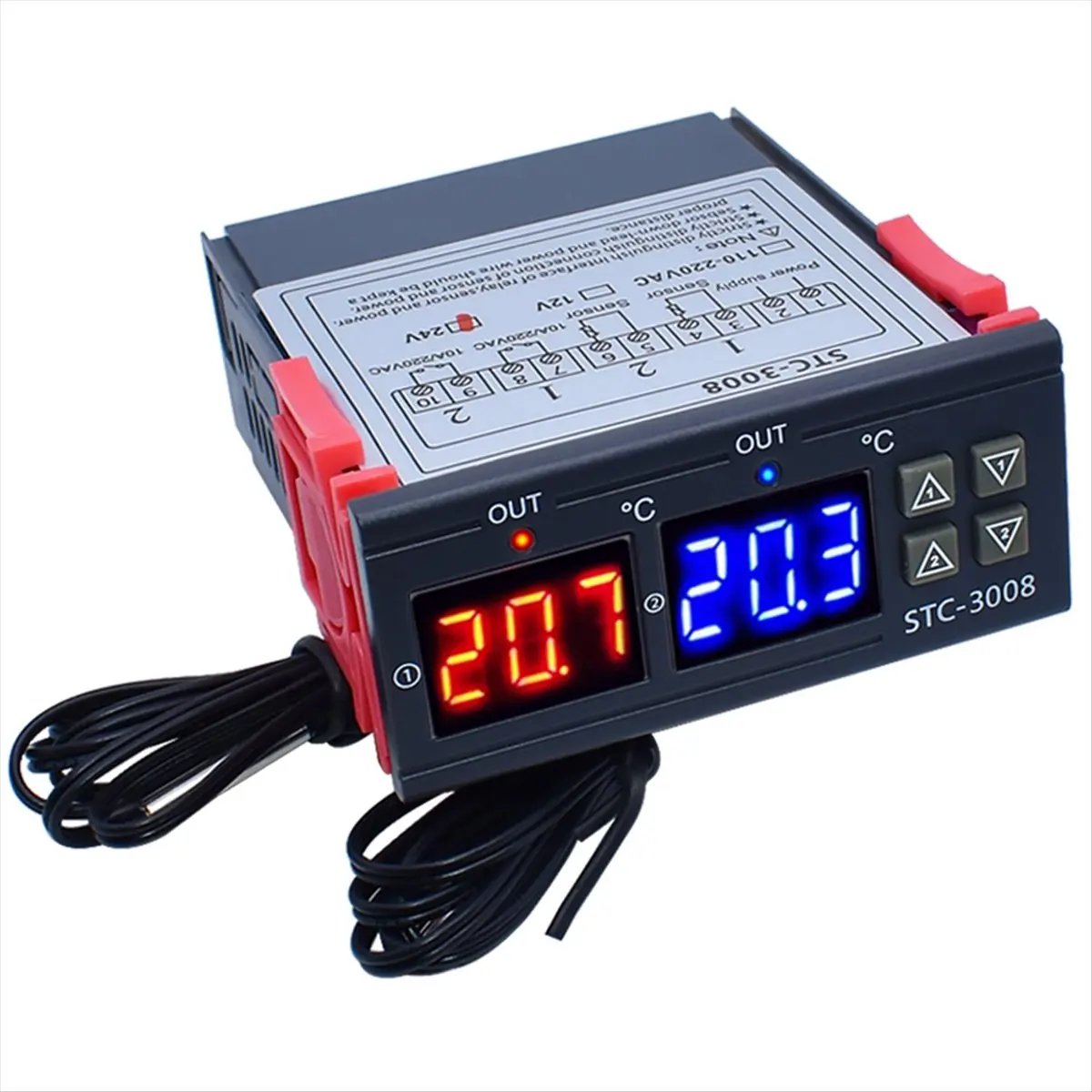 A1199F Perfect ★◀◁Dual Digital -3008 Temperature Controller Two Relay Output Thermostat Heater with Probe Temperature Controller