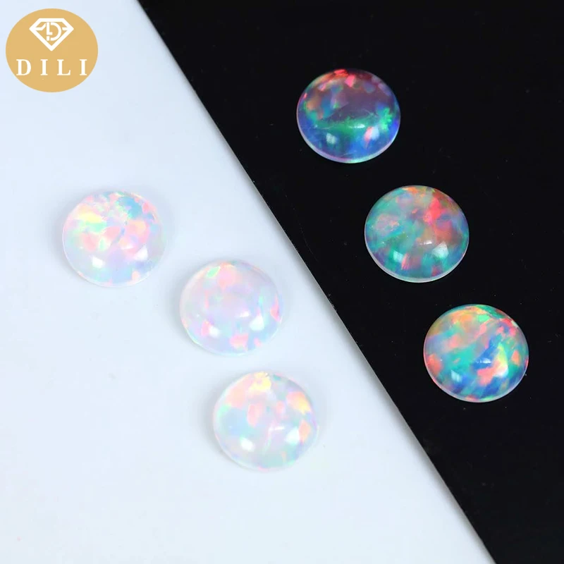 

10--100pcs/Lot 2mm~10mm Flat Back Round Shape Transparent Synthetic Cabochon Jelly Opal