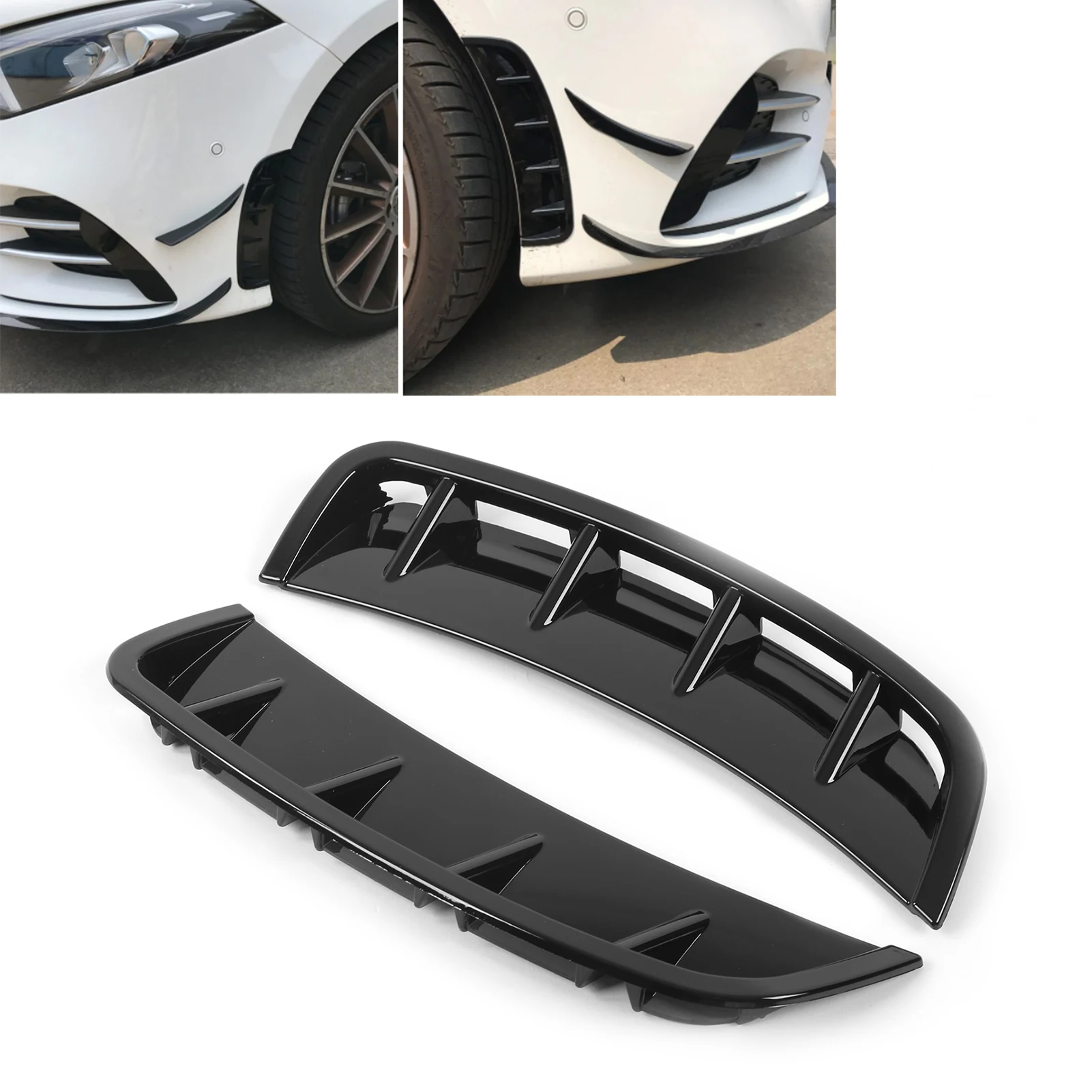 Front Bumper Spoiler Black  Resistant Easy Installation Front Bumper Side Splitter for Car