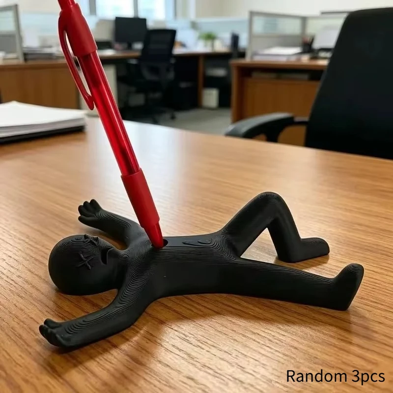 Random 3pcs Creative Pen Holder Desktop Pen Stand Office Desk Decor Stationery Organizer