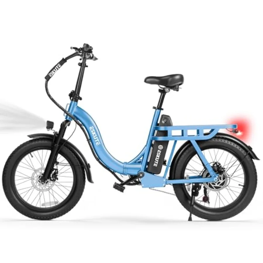 

Складной электровелосипед для взрослых, 28 миль/ч, 48В 10.4Ач, съемная батарея, запас хода 88 км, толстые шины 20x3, с низкой рамой, с корзиной, 7 скоростей