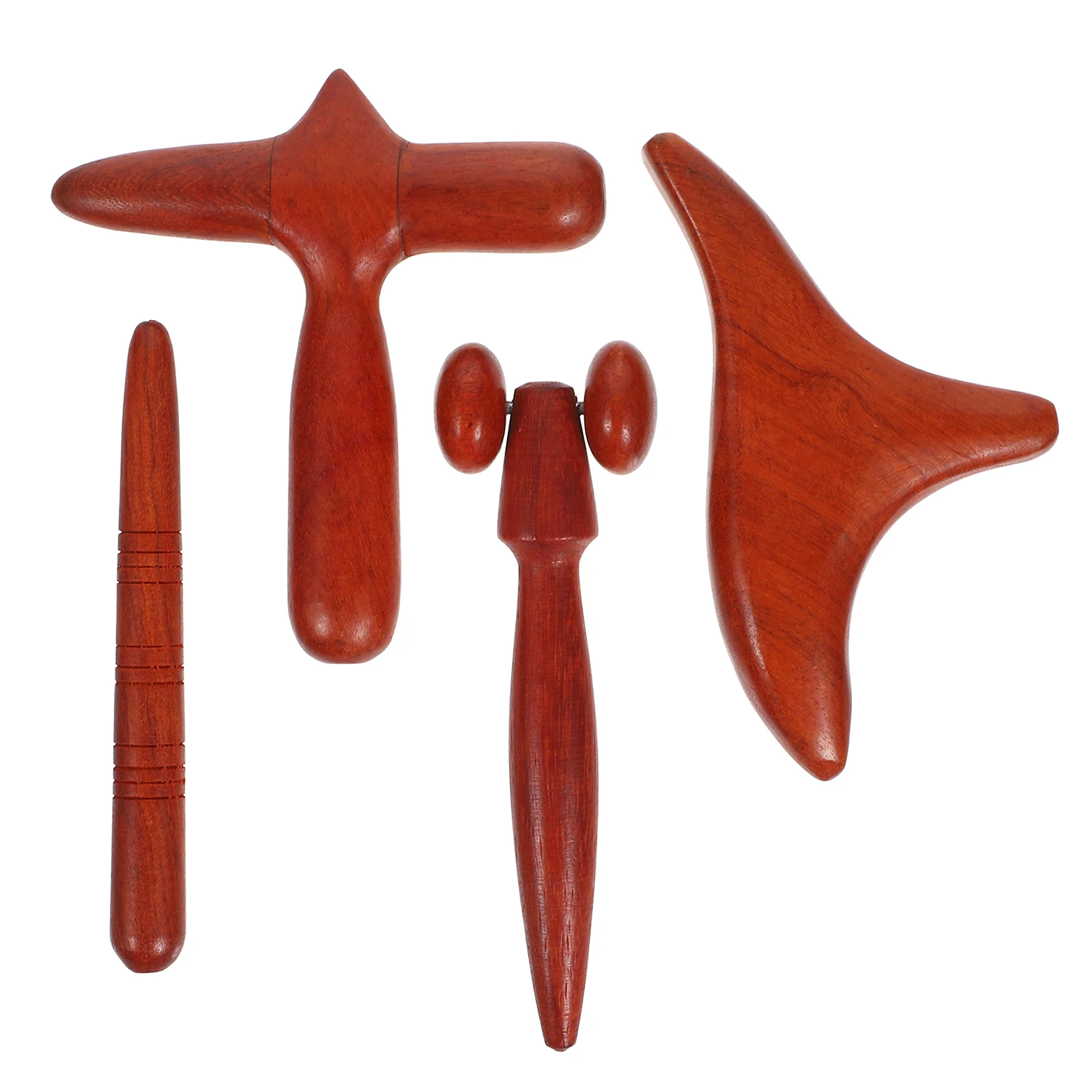 

4pcs Wooden Set Wood Guasha Tool Body Scraping Therapy Board Natural Wood Massage Stick Neck Scraper Scraping Massage Tool Face