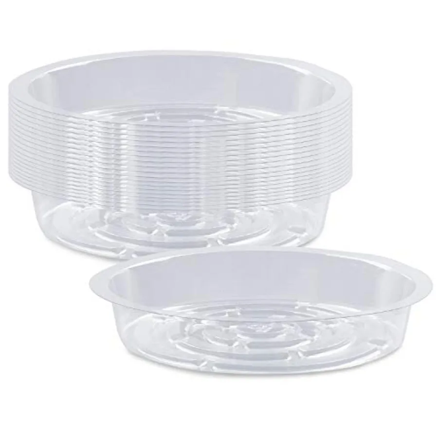 

Rocutus Plant Saucer, 20 Pack Plastic Plant Saucer Drip Trays Small Plant Plate Dish, Heavy Duty Clear Plastic Plant Saucers Fl