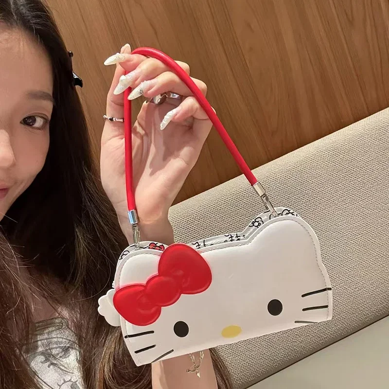 

Kawaii Hello Kitty Case for iPhone 16promax Cute Kitty Flip Leather for iPhone 15 14 pro Max Apple 13 Handle Lanyard Phone Case