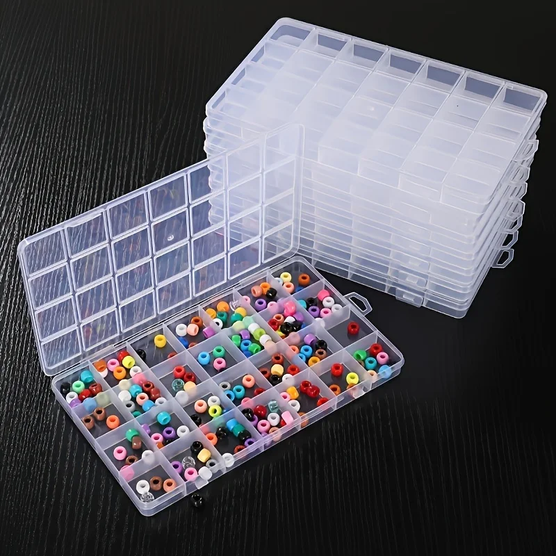 1 Piece/4 Pieces 28 Grid Polypropylene Plastic Storage Box, Fixed Partition Storage Box, Portable Fishing Gear Accessory Box