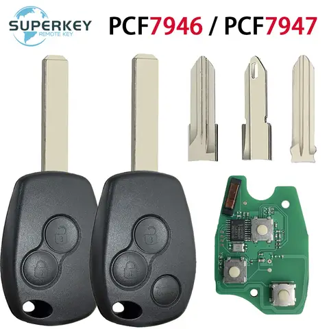 PCF7946A PCF7947A Renault Wind Clio Modus Kangoo Master Twingo Trafic 2004 - 2016 433Mhz 46 칩 원격 Fob 자동차 키