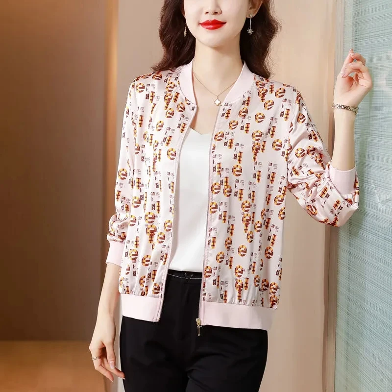 

Женская куртка, женская весенне-летняя короткая куртка, пальто с принтом кованой поверхности, женская свободная бейсбольная одежда с длинными рукавами