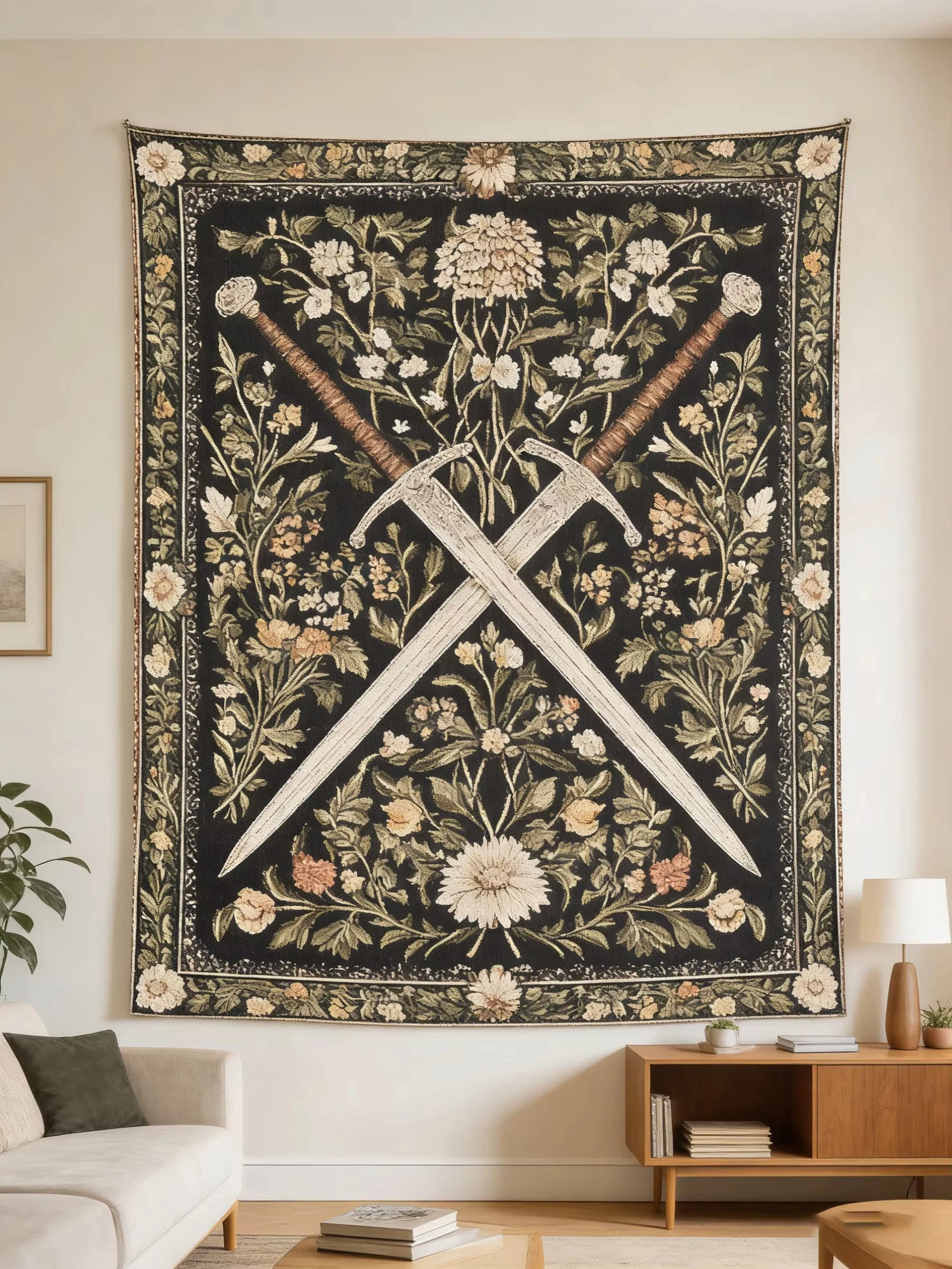 

Гобелен с изображением средневекового меча, настенное панно в богемном стиле для спальни, общежития, вечеринки, эстетичный декор для дома, подарок