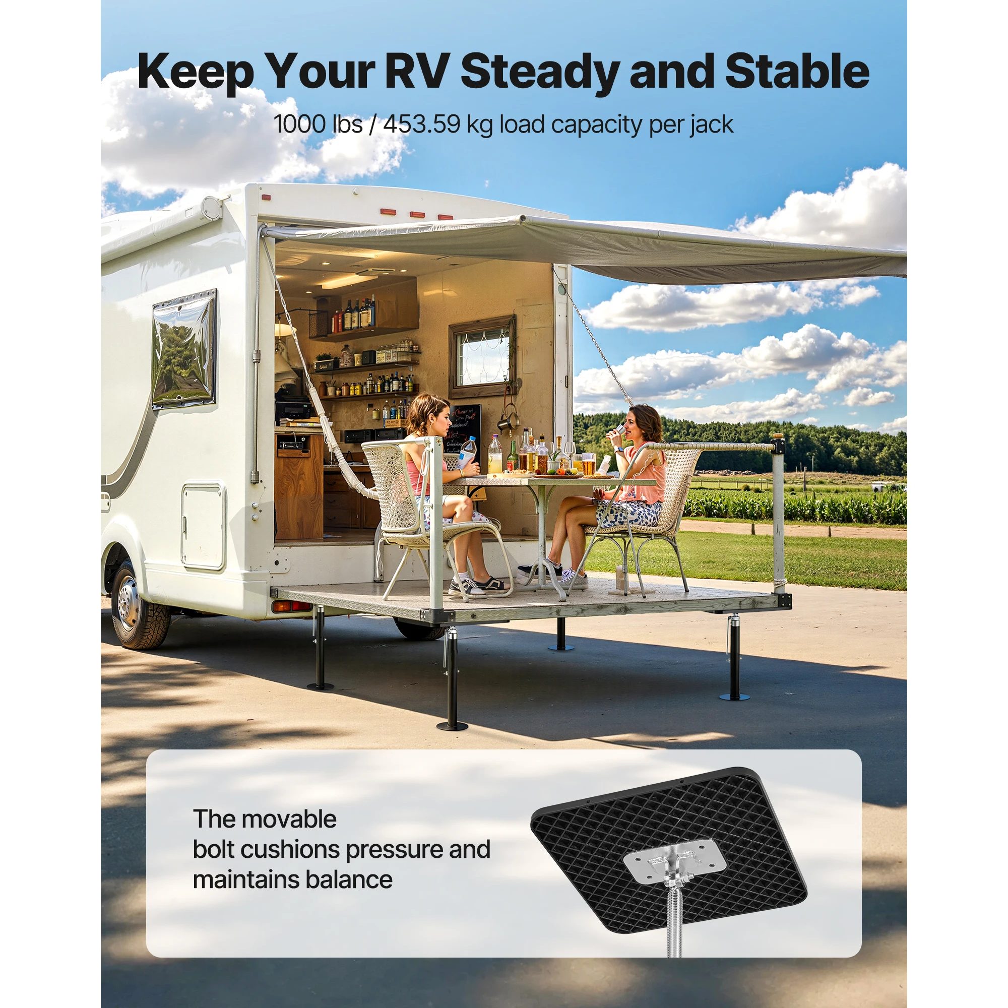 SucceBuy 2PCS RV Slide Out Support Jack for RV Camper Travel Trailer Supports Up to 1000lbs Adjustable from 21.3 inch to 48 inch