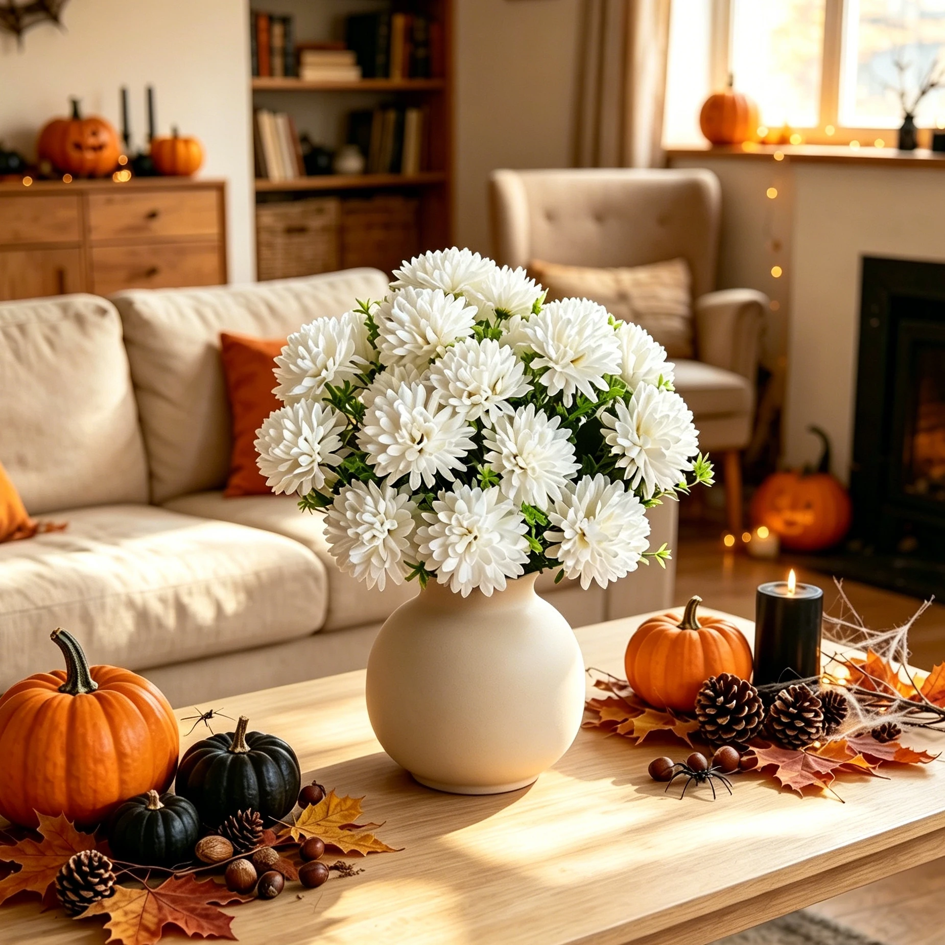 3 Stück Künstliche Blumen Kugel-Chrysanthemen für Zuhause, Tisch, Hochzeit, Brautsträuße, Herbstdekoration, Garten, Hof, DIY-Geschenke – Detail 3