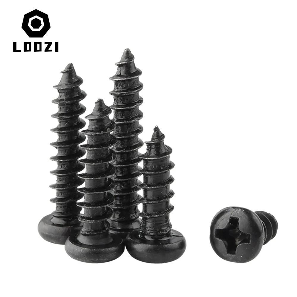 Selbstschneidende Holzschraube M1 M1,2 M1,4 M1,7 M2 M2,3 M2,6 M3 M3,5 M4 Schwarz Mini Micro Cross Phillips Round Pan Head Brillenschrauben – Detail 2